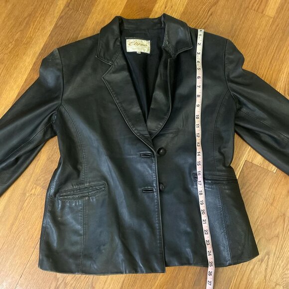 Elyze Paris Black Soft Genuine Leather Blazer with Pockets - L - Picture 5 of 7